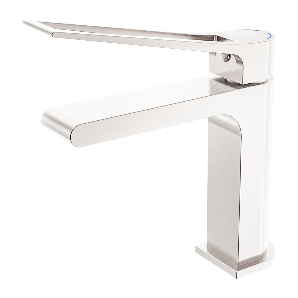 NERO BIANCA CARE BASIN MIXER 198MM BRUSHED NICKEL