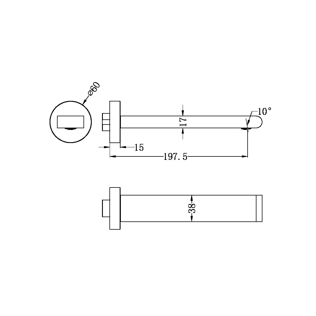 NERO BIANCA WALL BASIN/ BATH SPOUT 197MM BRUSHED NICKEL