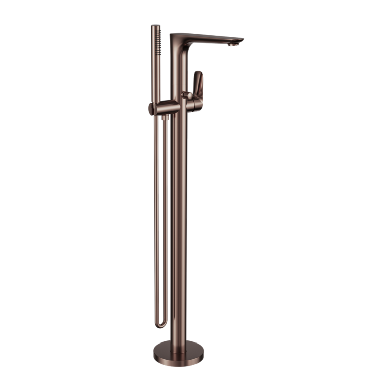 NERO BIANCA FREESTANDING BATH MIXER WITH HAND SHOWER 1005MM BRUSHED BRONZE