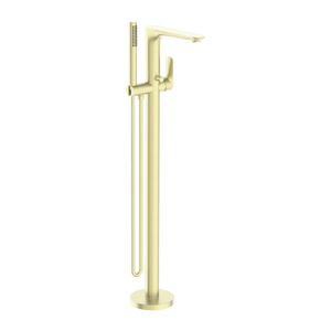 NERO BIANCA FREESTANDING BATH MIXER WITH HAND SHOWER 1005MM BRUSHED GOLD