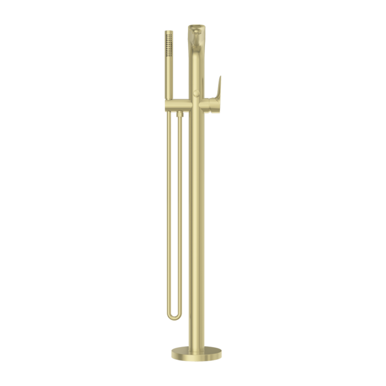 NERO BIANCA FREESTANDING BATH MIXER WITH HAND SHOWER 1005MM BRUSHED GOLD
