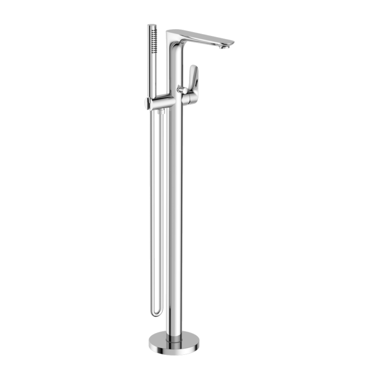 NERO BIANCA FREESTANDING BATH MIXER WITH HAND SHOWER 1005MM CHROME