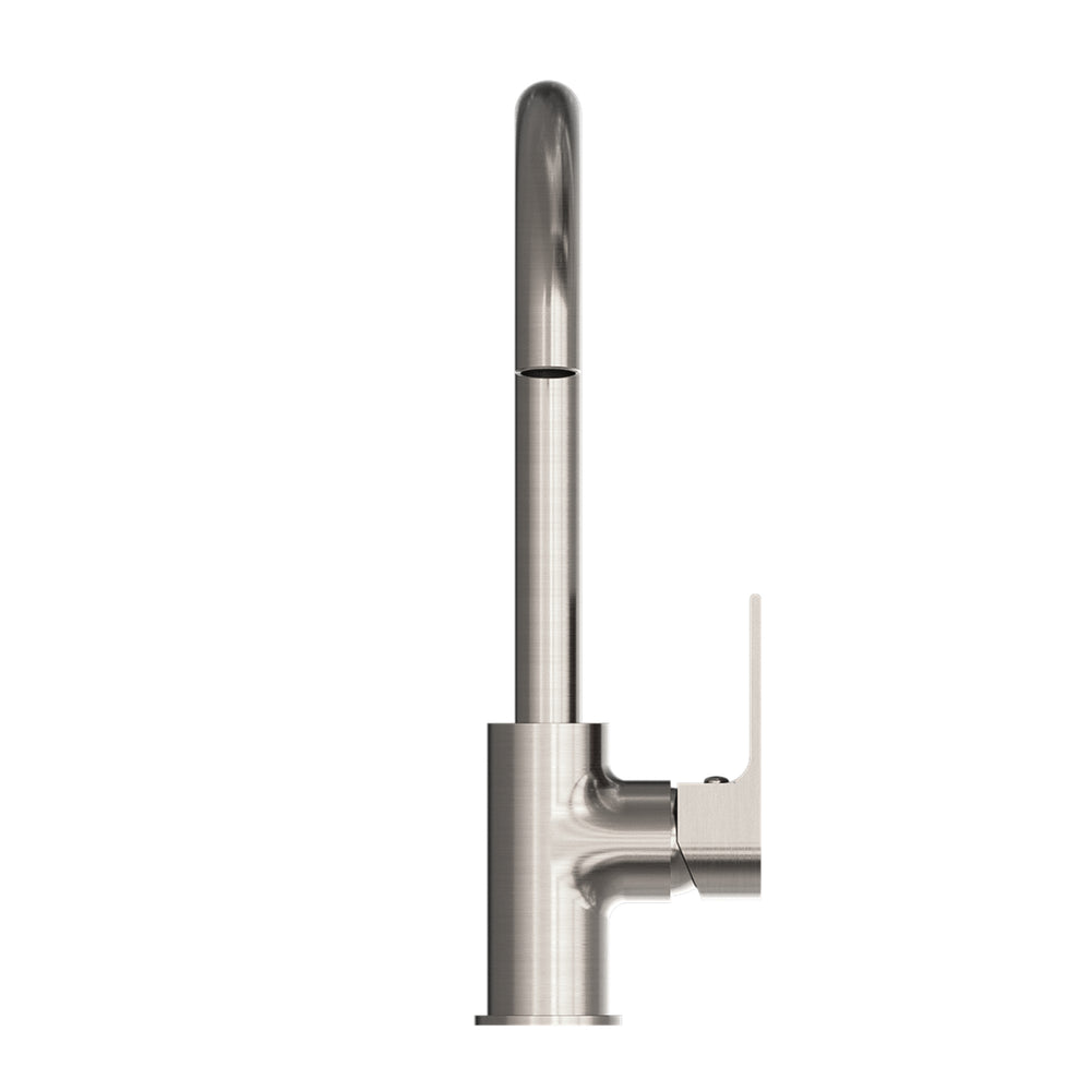 NERO BIANCA KITCHEN MIXER GOOSENECK SPOUT 339MM BRUSHED NICKEL