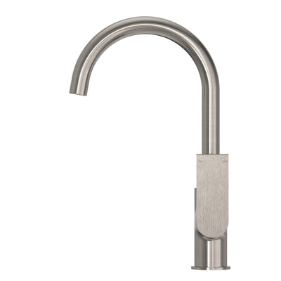 NERO BIANCA KITCHEN MIXER GOOSENECK SPOUT 339MM BRUSHED NICKEL