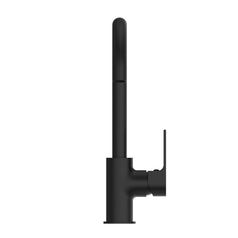 NERO BIANCA KITCHEN MIXER GOOSENECK SPOUT 339MM MATTE BLACK
