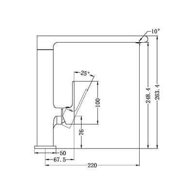 NERO BIANCA KITCHEN MIXER 263MM BRUSHED NICKEL