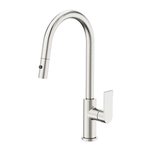 NERO BIANCA PULL OUT SINK MIXER WITH VEGIE SPRAY FUNCTION 451MM BRUSHED NICKEL