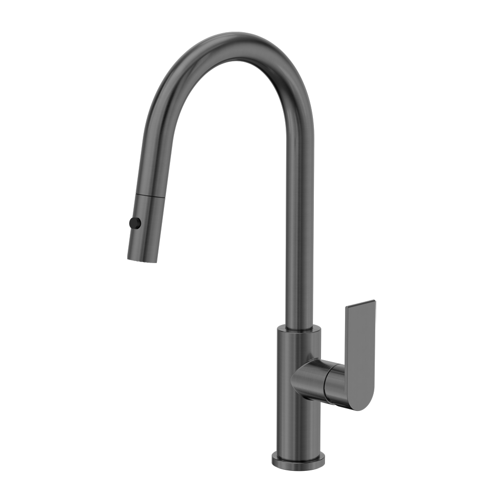 NERO BIANCA LEAD FREE PULL OUT SINK MIXER WITH VEGIE SPRAY FUNCTION 451MM GUN METAL