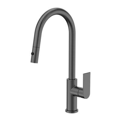NERO BIANCA LEAD FREE PULL OUT SINK MIXER WITH VEGIE SPRAY FUNCTION 451MM GUN METAL