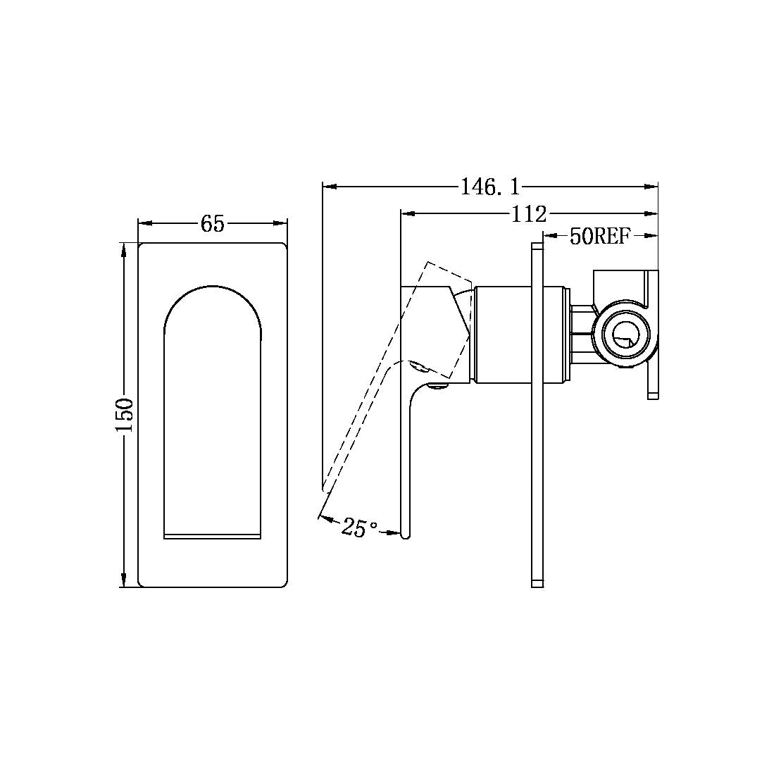 NERO BIANCA SHOWER MIXER 150MM MATTE BLACK