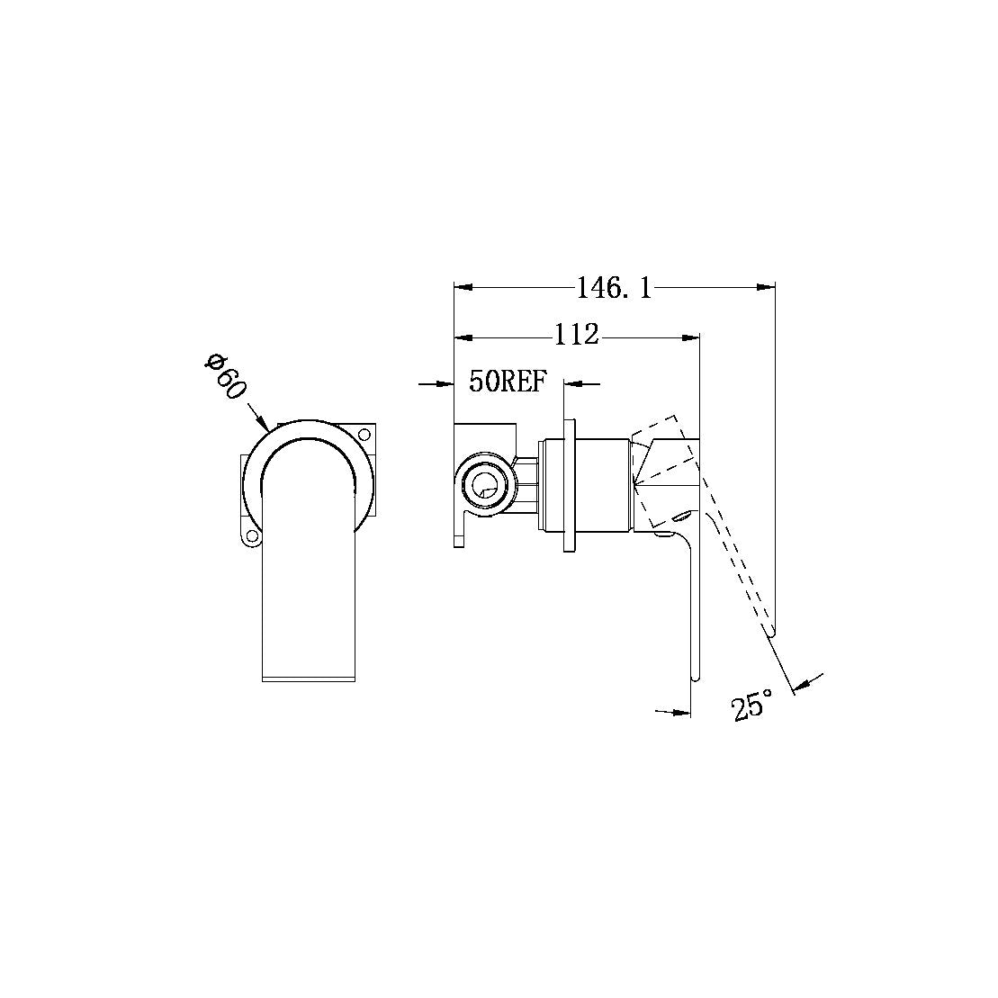 NERO BIANCA SHOWER MIXER PLATE 60MM BRUSHED NICKEL