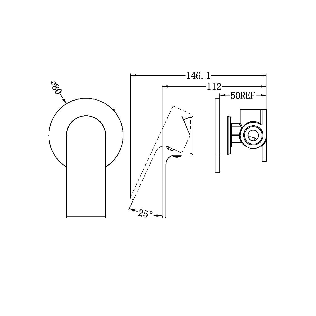 NERO BIANCA SHOWER MIXER PLATE 80MM BRUSHED GOLD