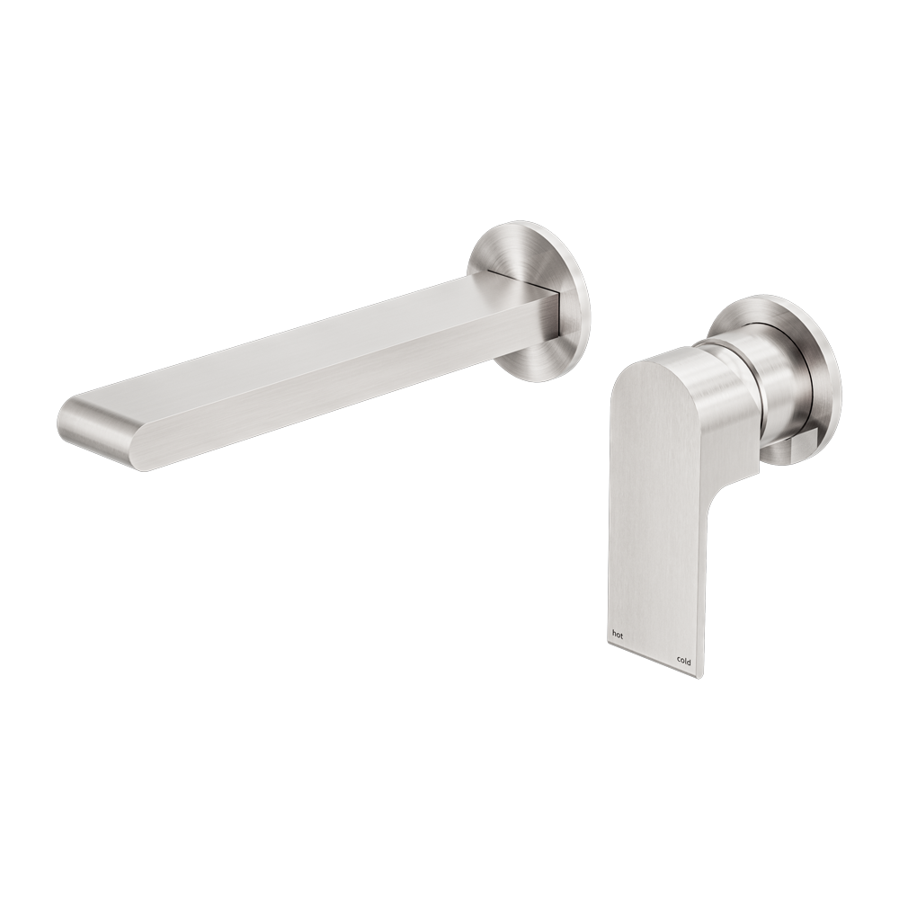 NERO BIANCA WALL BASIN/ BATH MIXER SEPARATE BACK PLATE BRUSHED NICKEL (AVAILABLE IN 187MM AND 230MM)