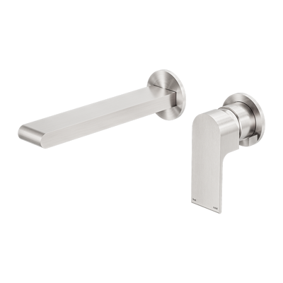 NERO BIANCA WALL BASIN/ BATH MIXER SEPARATE BACK PLATE BRUSHED NICKEL (AVAILABLE IN 187MM AND 230MM)