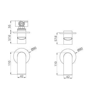 Nero Bianca Shower Mixer Plate technical drawing