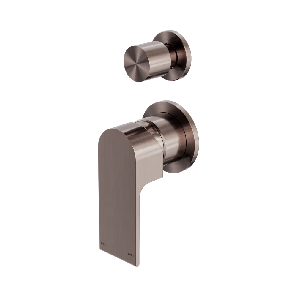 NERO BIANCA SHOWER MIXER WITH DIVERTER SEPARATE BACK PLATE BRUSHED BRONZE