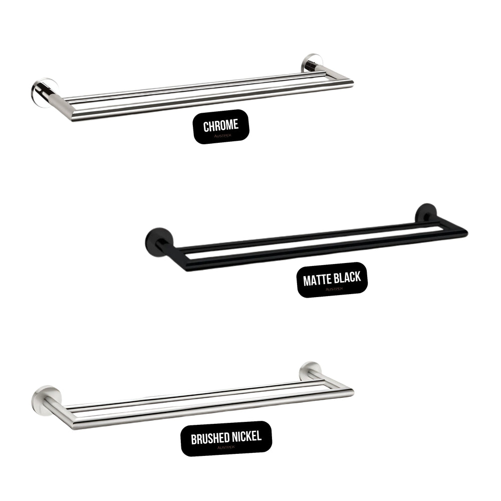 NERO DOLCE DOUBLE TOWEL RAIL MATTE BLACK 700MM