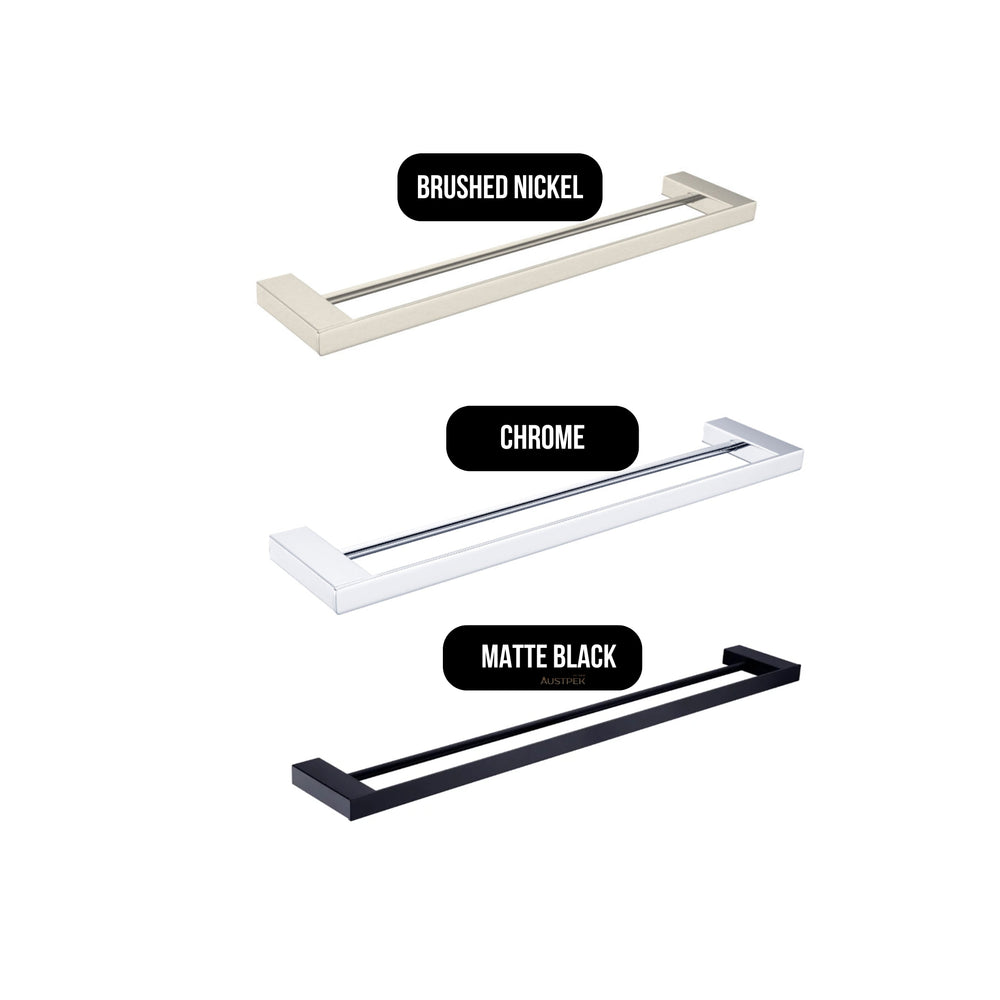 NERO CELIA NON-HEATED DOUBLE TOWEL RAILS MATTE BLACK (AVAILABLE IN 600MM AND 800MM)