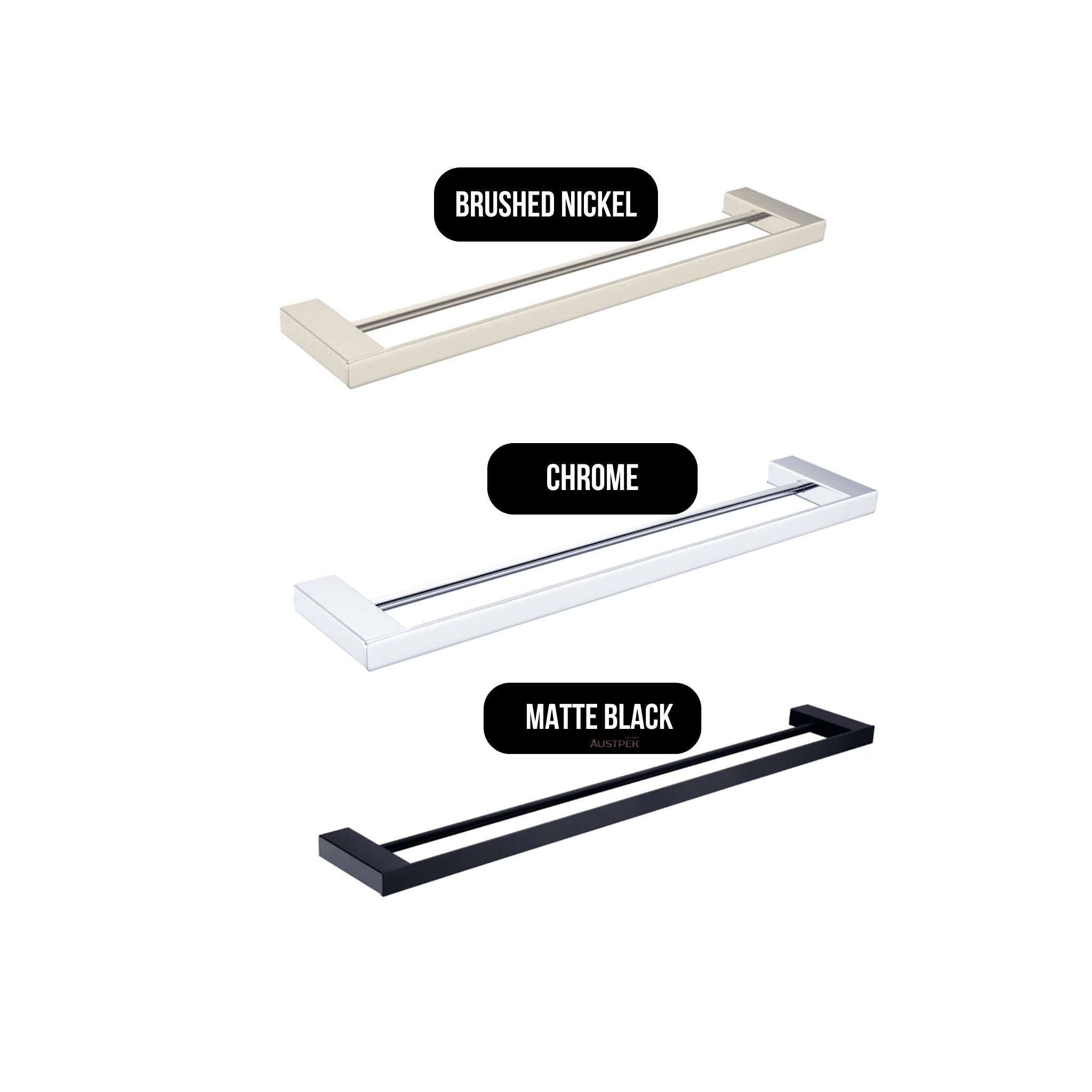 NERO CELIA NON-HEATED DOUBLE TOWEL RAILS MATTE BLACK (AVAILABLE IN 600MM AND 800MM)