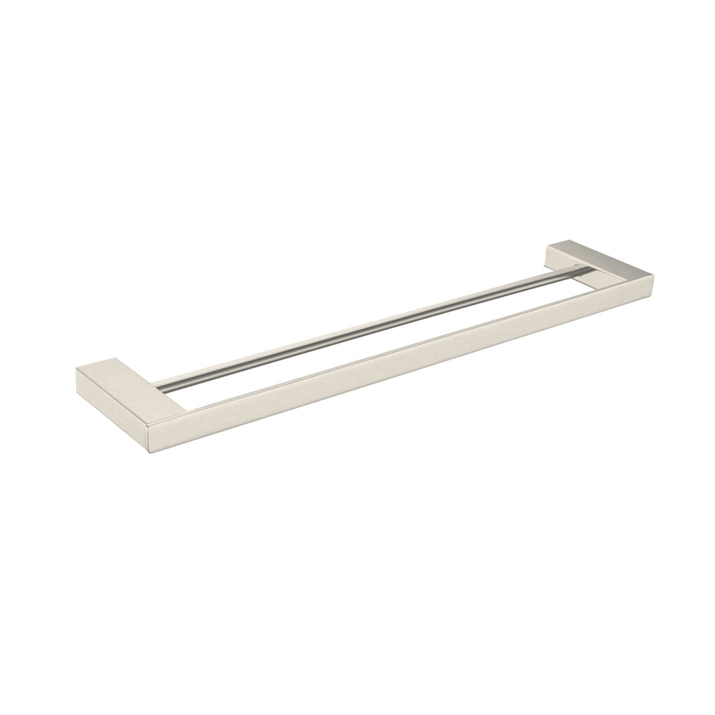 NERO CELIA NON-HEATED DOUBLE TOWEL RAILS BRUSHED NICKEL (AVAILABLE IN 600MM AND 800MM)