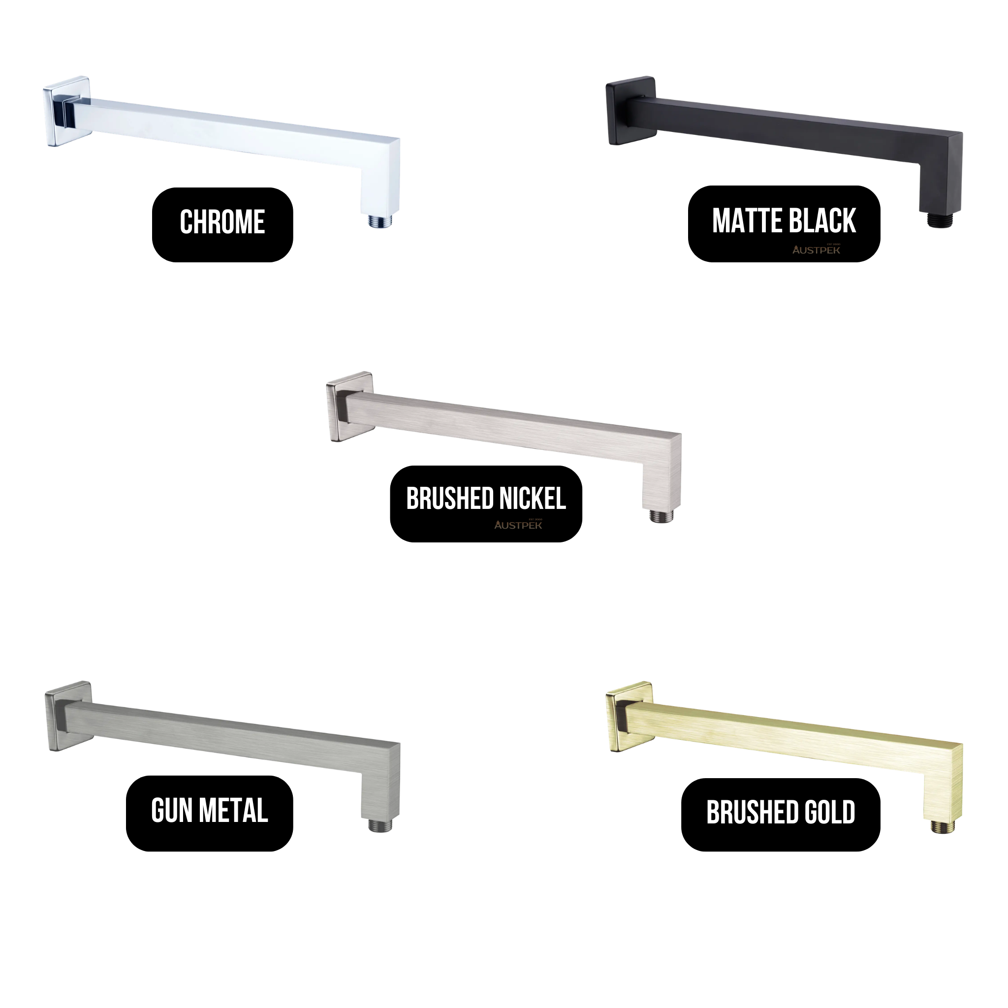 NERO SQUARE SHOWER ARM 352MM MATTE BLACK