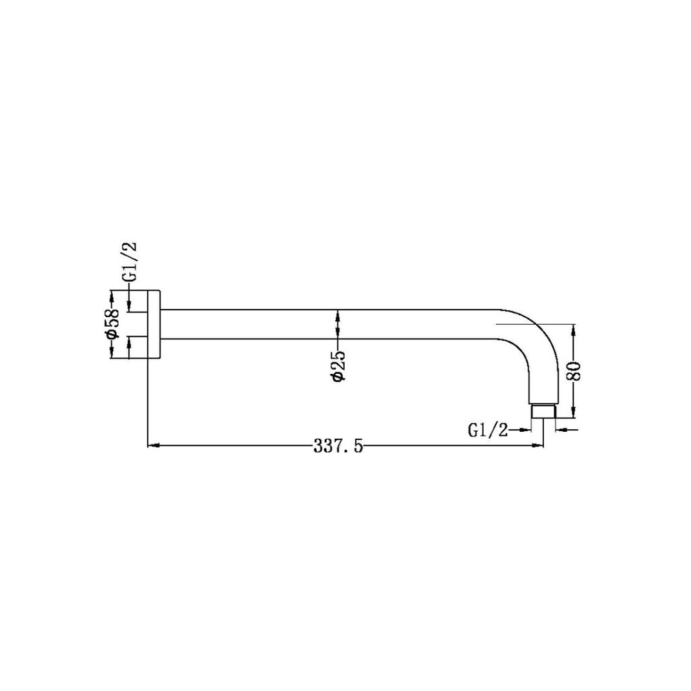 NERO ROUND SHOWER ARM BRUSHED NICKEL (AVAILABLE IN 330MM AND 500MM)