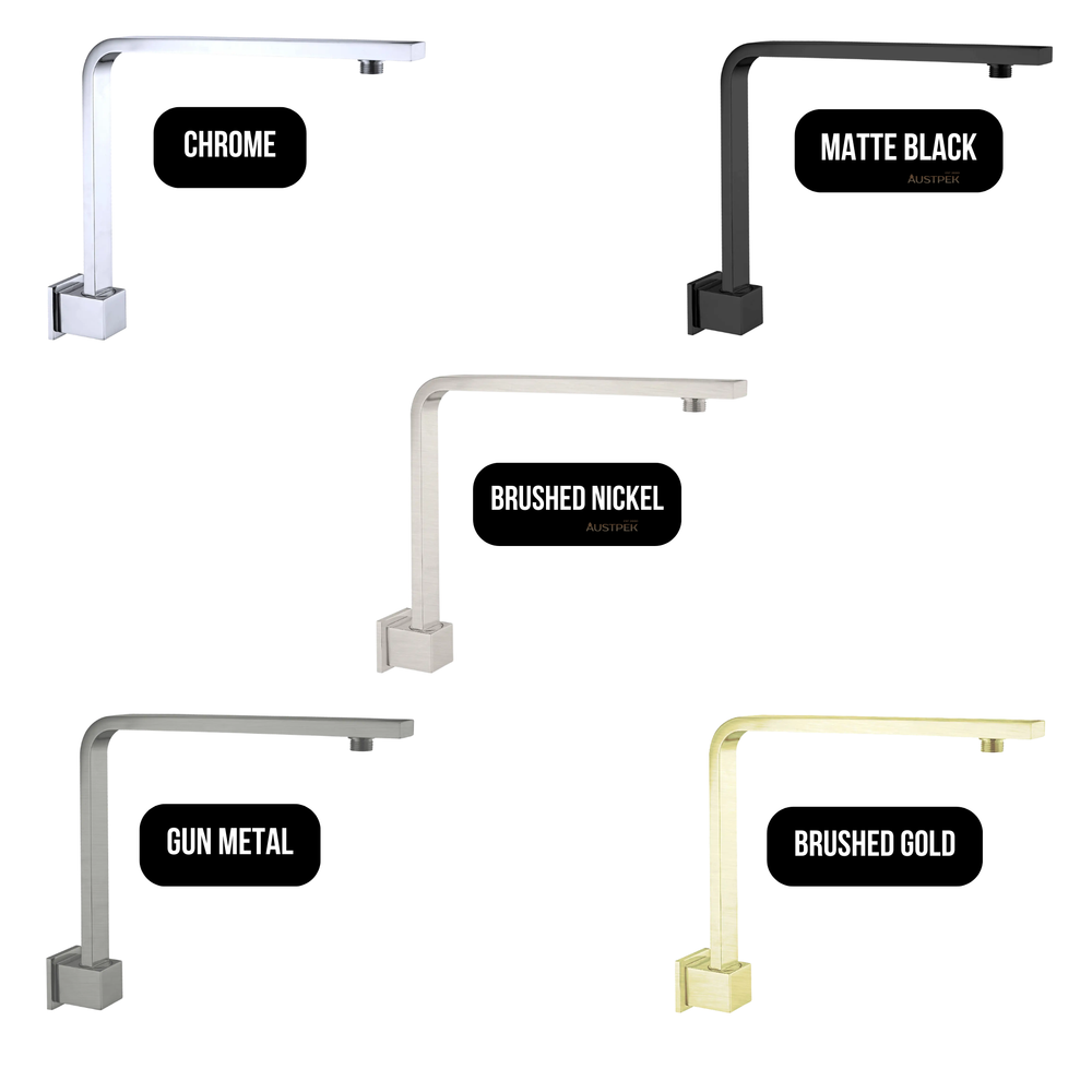NERO SQUARE SWIVEL SHOWER ARM 350MM CHROME