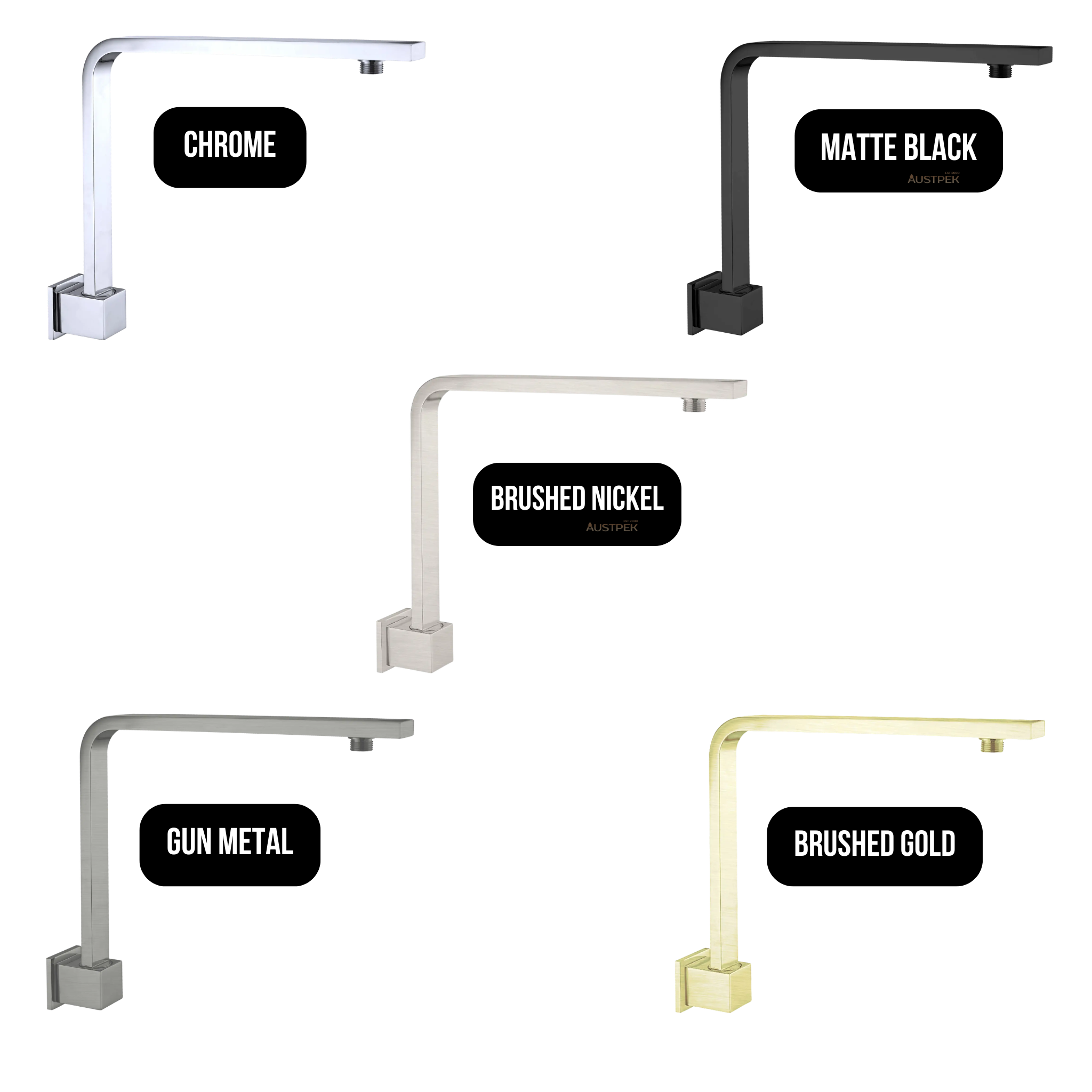 NERO SQUARE SWIVEL SHOWER ARM 350MM CHROME