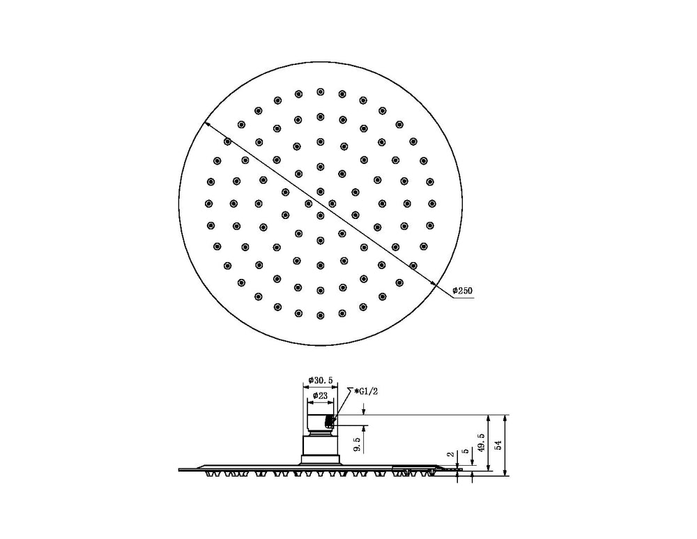 NERO ROUND SHOWER HEAD 250MM MATTE BLACK