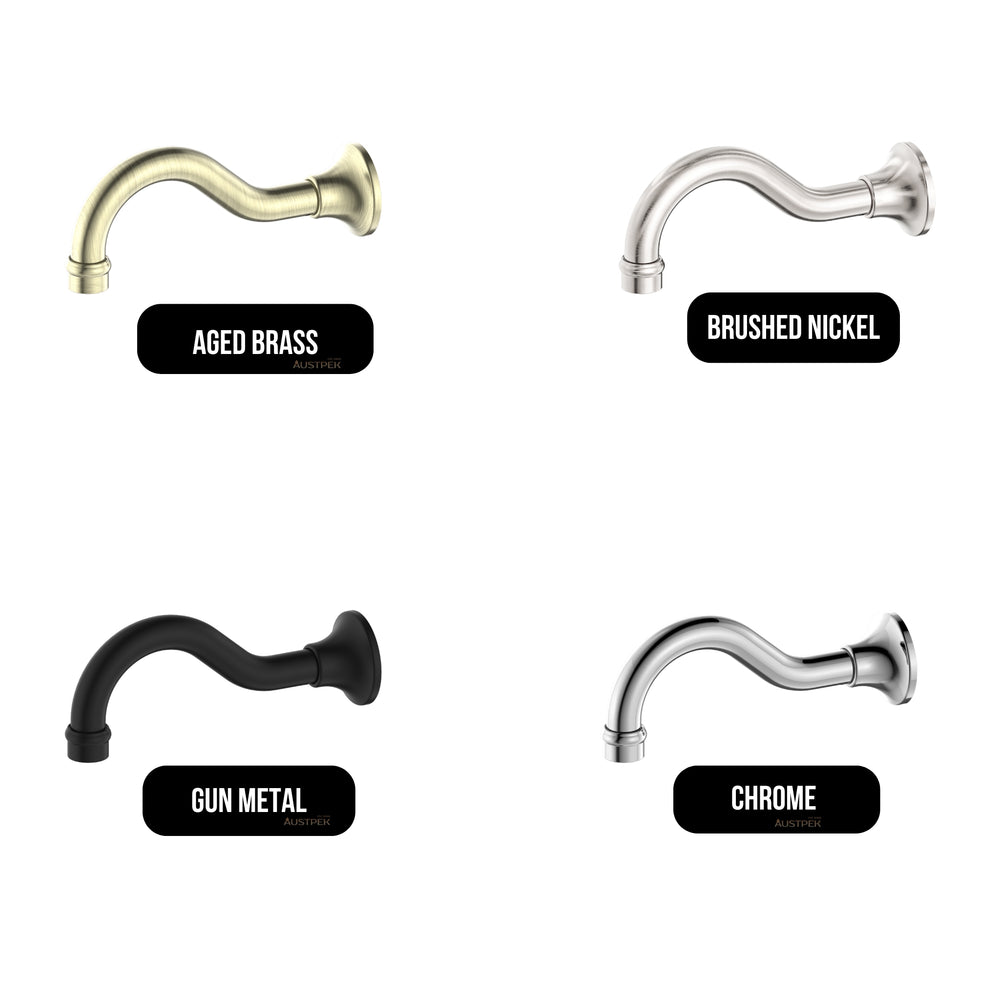 NERO YORK BATH SPOUT 206MM BRUSHED NICKEL