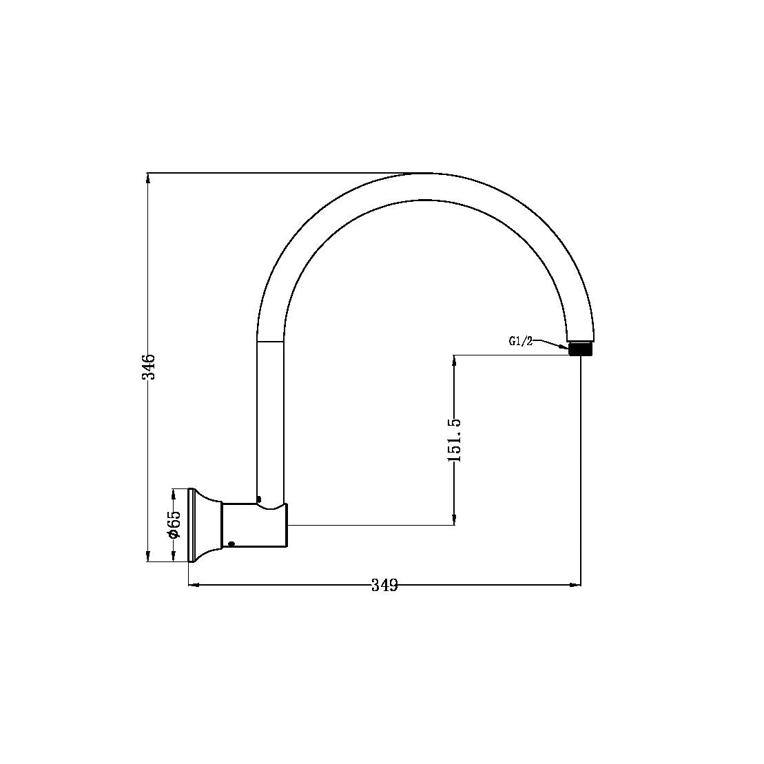 NERO YORK SHOWER ARM 346MM AGED BRASS