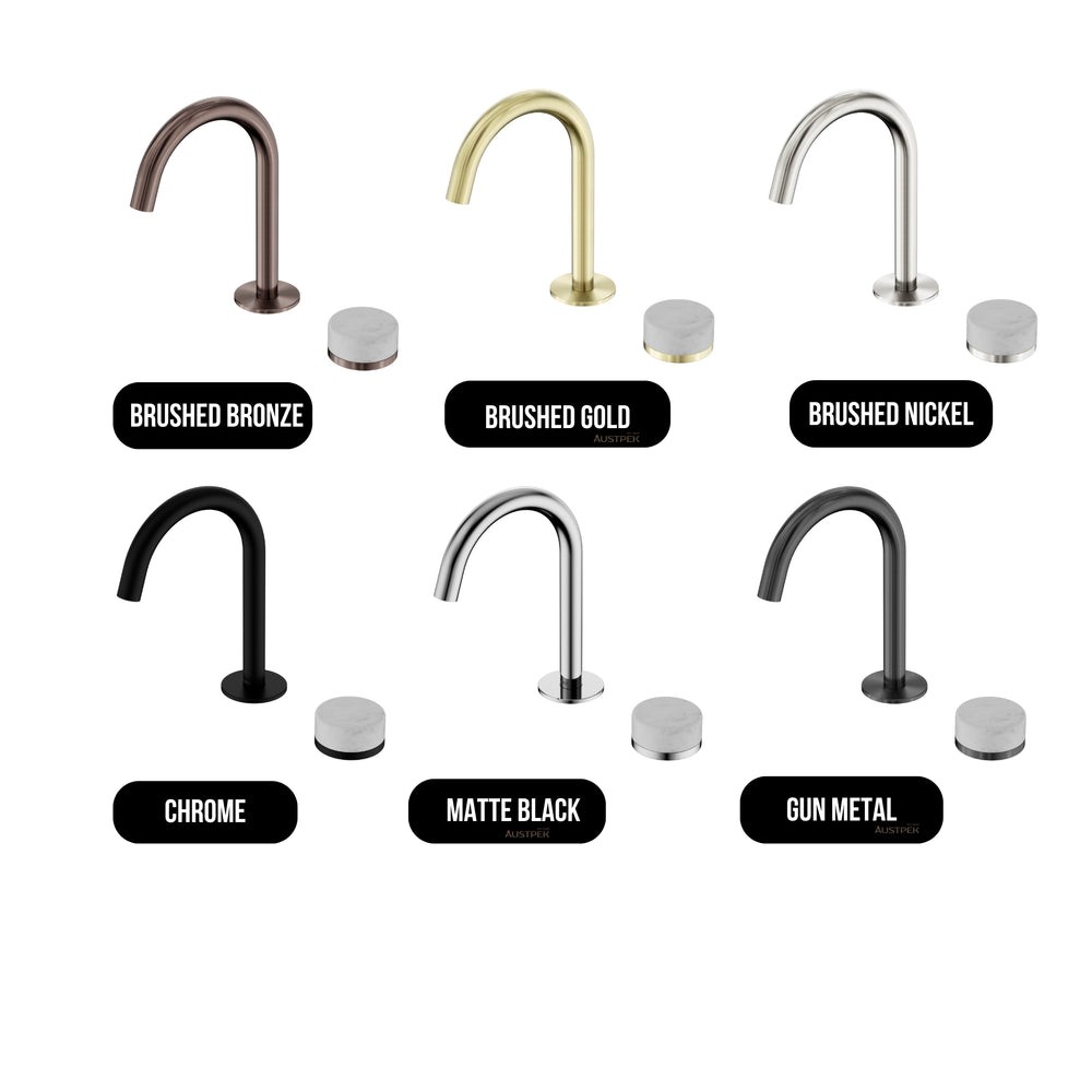NERO SERENITY PROGRESSIVE BASIN MIXER ARC SPOUT WITH CARRARA HANDLE 210MM CHROME