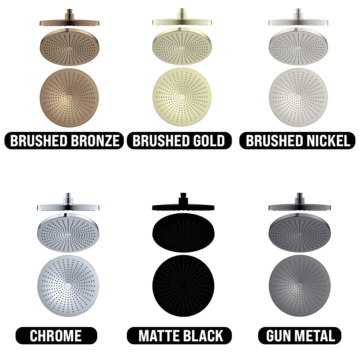 NERO OPAL ROUND SHOWER HEAD 250MM GRAPHITE