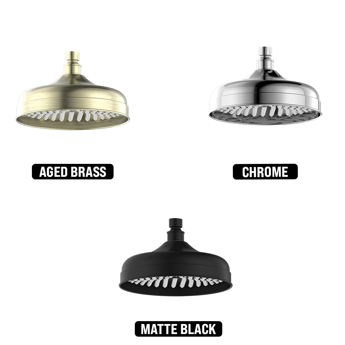 NERO YORK SHOWER HEAD 200MM MATTE BLACK