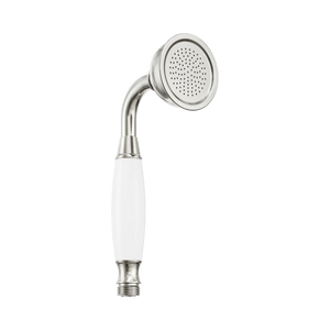NERO YORK HAND SHOWER WITH WHITE PORCELAIN BRUSHED NICKEL 212MM