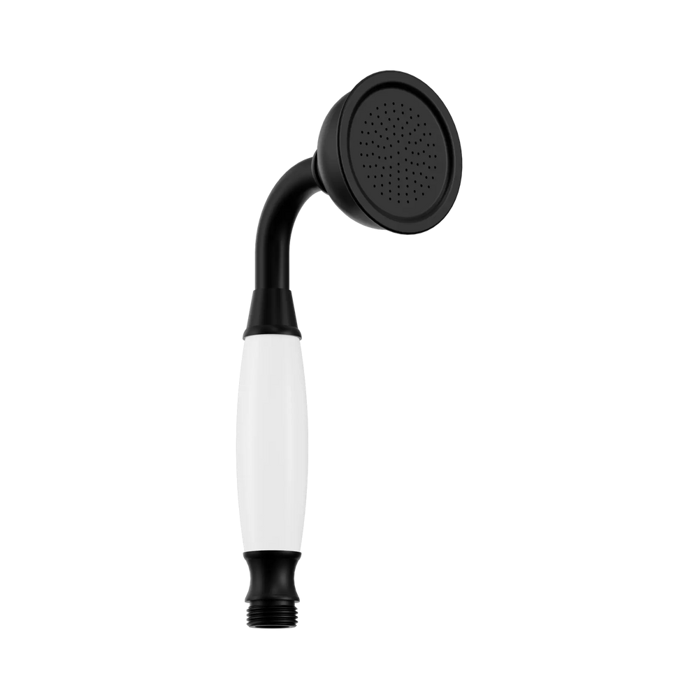 NERO YORK HAND SHOWER WITH WHITE PORCELAIN MATTE BLACK 212MM