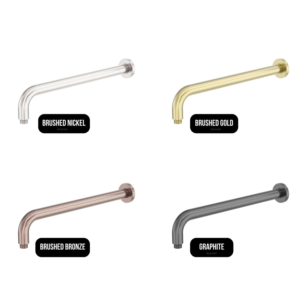 NERO ZEN ROUND SHOWER ARM 400MM BRUSHED NICKEL