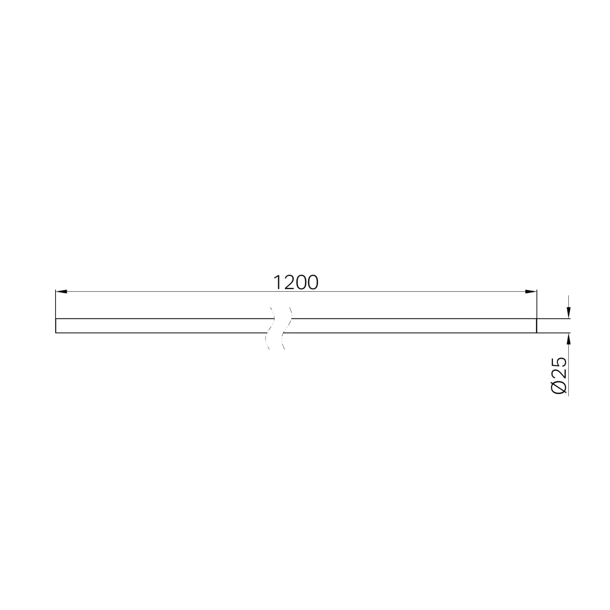 NERO MECCA CARE MAKE YOUR OWN 25MM DIAMETER GRAB RAIL 1200MM MATTE BLACK