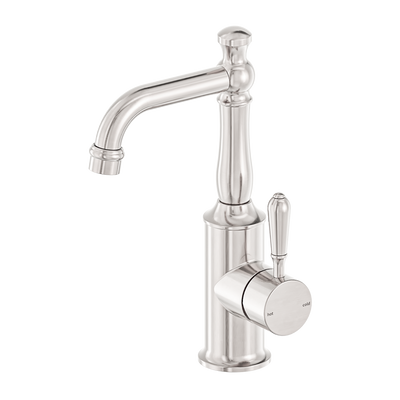 NERO YORK LEAD FREE BASIN MIXER WITH METAL LEVER 265MM BRUSHED NICKEL