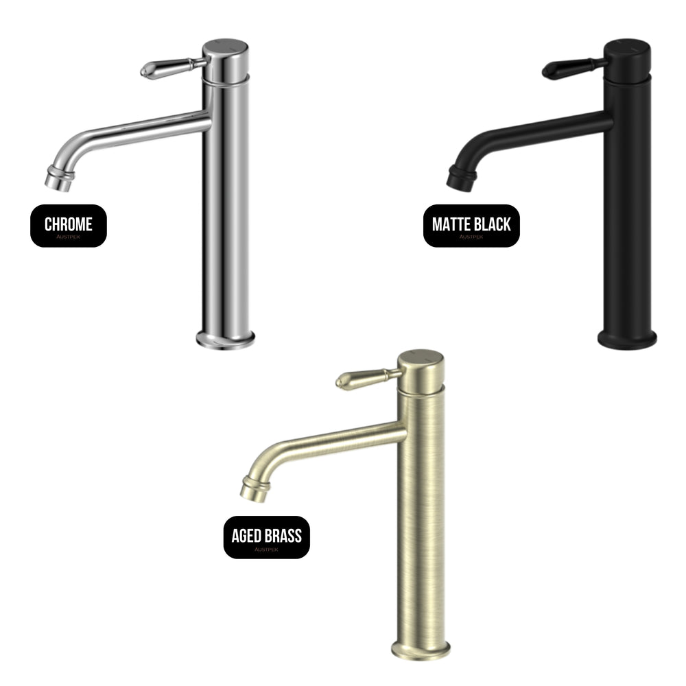 NERO YORK TALL BASIN MIXER WITH METAL LEVER 290MM CHROME