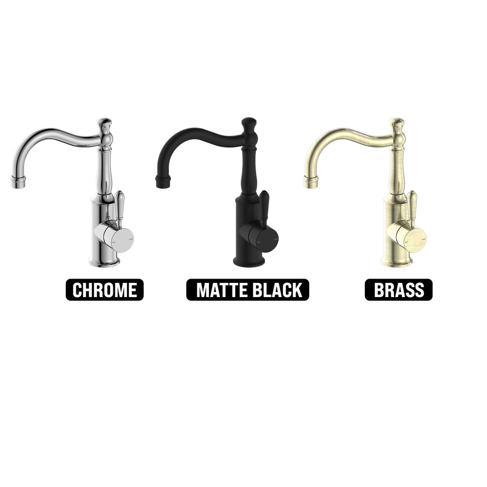 NERO YORK BASIN MIXER WITH METAL LEVER 265MM AGED BRASS