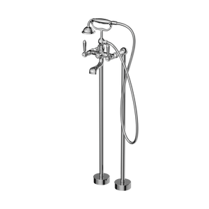 NERO YORK FREESTANDING BATH SET WITH METAL HAND SHOWER CHROME