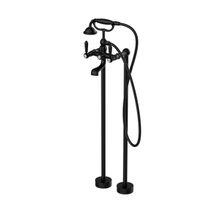 NERO YORK FREESTANDING BATH SET WITH METAL HAND SHOWER MATTE BLACK