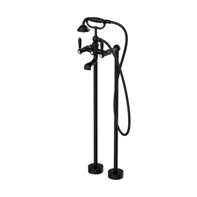 NERO YORK FREESTANDING BATH SET WITH METAL HAND SHOWER MATTE BLACK