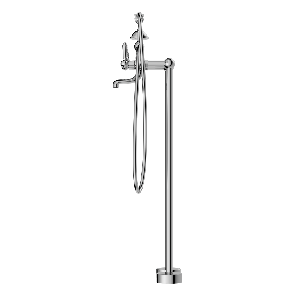 NERO YORK FREESTANDING BATH SET WITH METAL HAND SHOWER CHROME