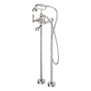 NERO YORK FREESTANDING BATH SET WITH METAL HAND SHOWER 1051MM BRUSHED NICKEL