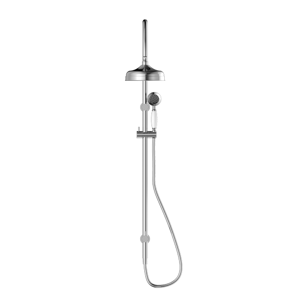 NERO YORK TWIN SHOWER CHROME WITH WHITE PORCELAIN HAND SHOWER