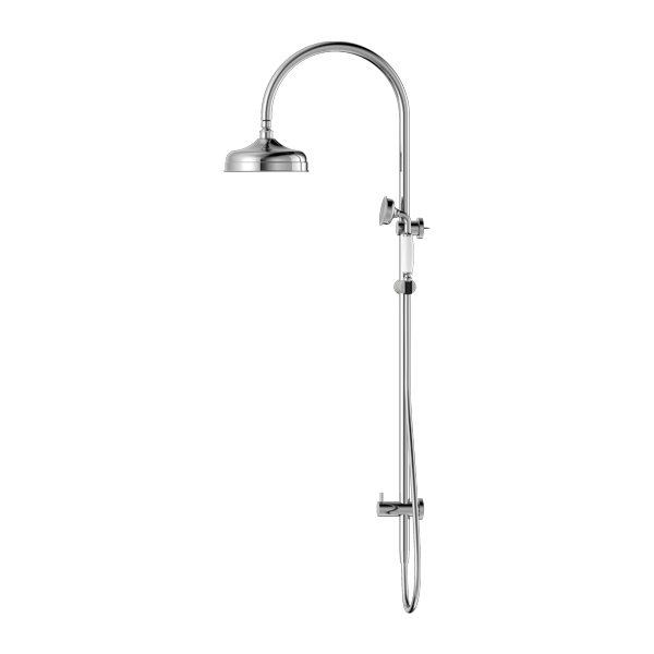 NERO YORK TWIN SHOWER CHROME WITH WHITE PORCELAIN HAND SHOWER