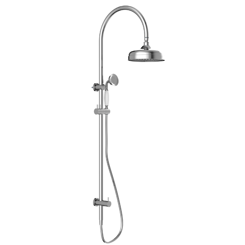 NERO YORK TWIN SHOWER CHROME WITH WHITE PORCELAIN HAND SHOWER