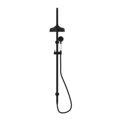 NERO YORK TWIN SHOWER MATTE BLACK WITH WHITE PORCELAIN HAND SHOWER